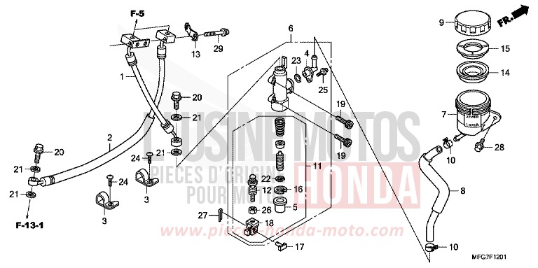HAUPTBREMSZYLINDER, HINTEN (CB600FA/FA3) von Hornet ABS CANDY XENON BLUE (PB324) von 2007